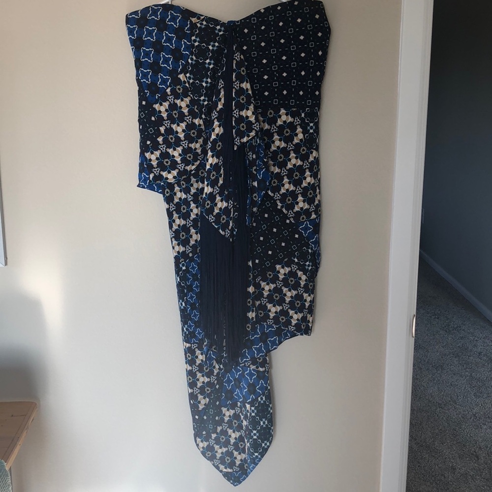 BCBG asymmetrical tassel dress